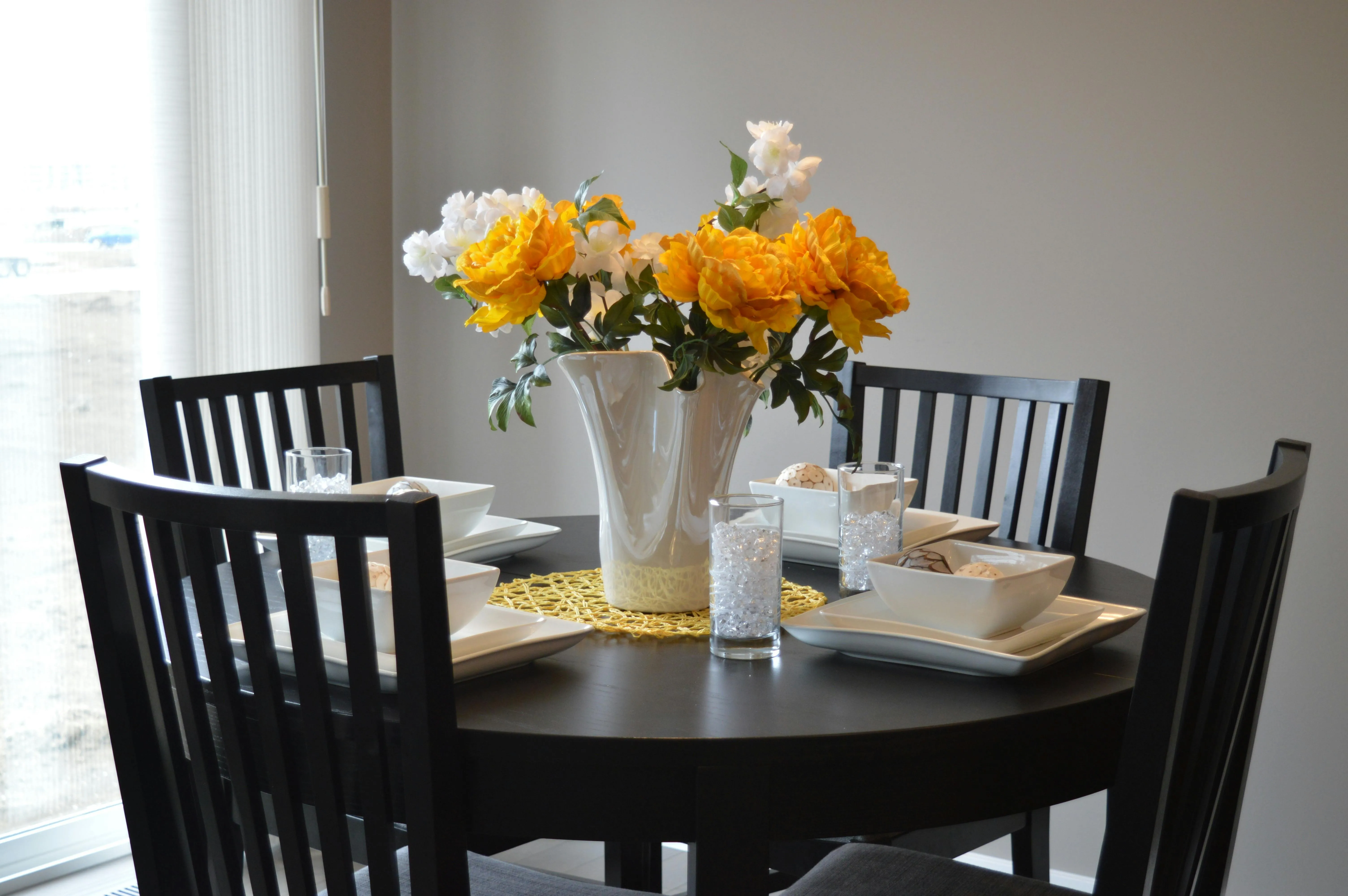 White Ceramic Vase on Dining Table.webp